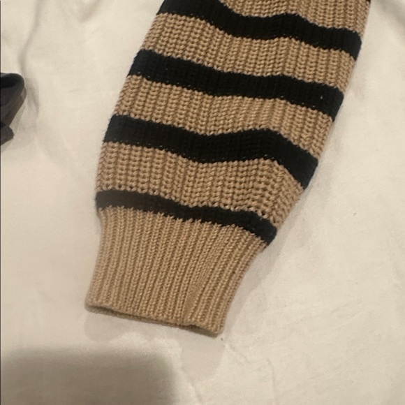 Striped Tan and Black Women's Sweater - Picture 7 of 8
